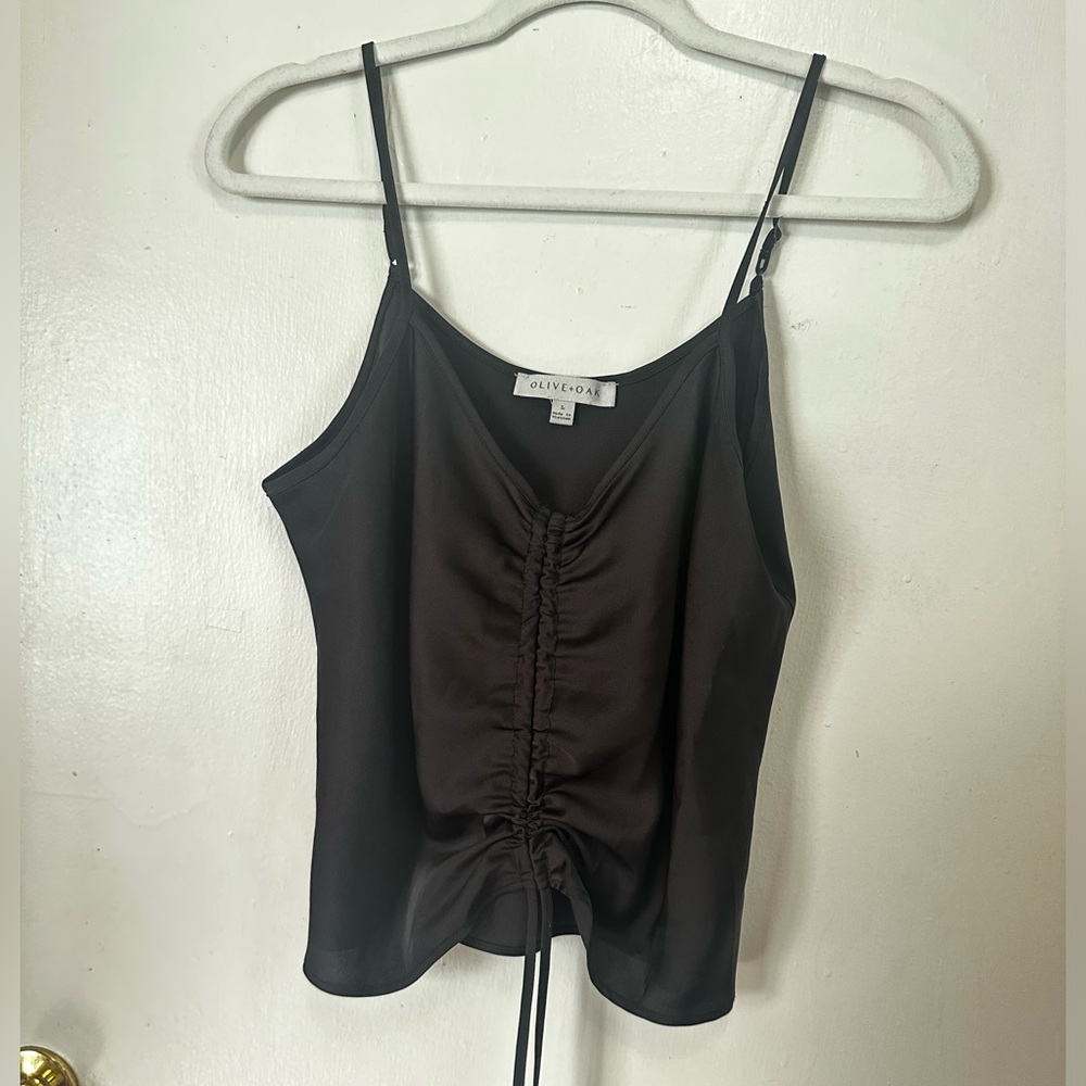 Ruched Black Tank Top